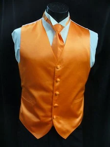 Chaleco formal espalda completa - naranja (mandarina) satén 5 botones VF610 - Imagen 1 de 1