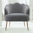 Scalloped Back Matte Velvet Armchair Lotus Seat Oyster Sofa Padded Club Chair UK