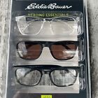 Eddie Bauer Designer Reading Glasses 3 Readers BLACK/CLEAR /SUNGLASS☀️+2.00NICE