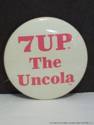7 UP The Uncola Button Vintage Pink Logo Soda Pop Pin Retro Soft Drink Badge - Image 1 of 4