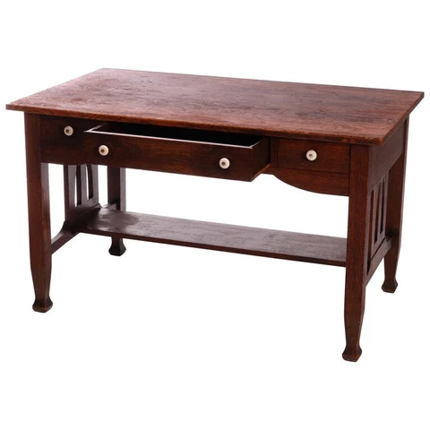 Antique Arts & Crafts Mission Oak Stickley School Library Table, C1910 Cover