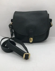 EXTREMELY RARE DOONEY & BOURKE BLACK LEATHER TURN LOCK FLAP SADDLE BAG SATCHEL - Picture 1 of 7