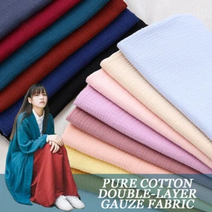 Pure CottonThin Double Crepe Texture Fabric Baby Shirt Dress Pajamas Yarn Cloth - Picture 1 of 36