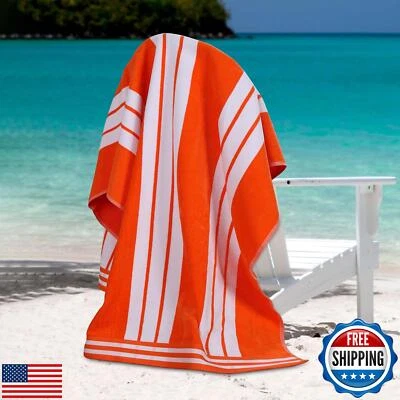 Juego de 2 toallas de playa de algodón de gran tamaño superior, toallas absorbentes para baño Foto 1 de 4