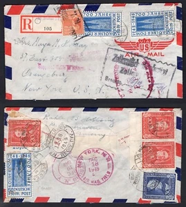 GERMANY 1949 Registered Cover to USA. Good Semi-Postals. Prexie as Postage Due - Picture 1 of 3