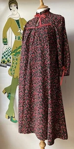 VINTAGE 70s BOHO COTTAGEGORE PIE CRUST COLLAR PIARIE DRESS BRITISH BOUTIQUE 6 8 - Picture 1 of 11