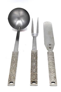 Burguntine Velvet Stainless Japan Serving Spoon Ladle Carving Floral Handle 3 - Picture 1 of 4