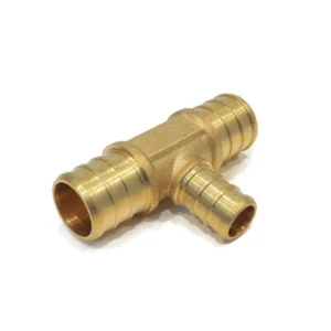 3/4" x 3/4" x 1/2" PEX BRASS TEE Barbed Crimp Fitting Coupler Plumbing LEAD FREE - Picture 1 of 6