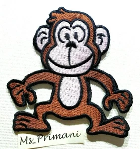 MONKEY Animal Embroidered Patch Iron/Sew On Jacket kids Bag Dress Badge 8 x 8 cm - Picture 1 of 2