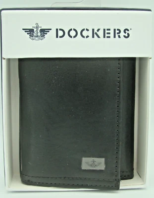 Dockers Men's RFID-Blocking Extra Capacity Tri Slimfold Leather Wallet Black NIB - Image 1 of 4