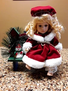 Collectors Choice Ltd Etn Fine Bisque Porcelain Christmas Doll - Picture 1 of 5