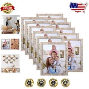 Set of 12 Rustic 8x10 Picture Frames in Distressed Beige for Timeless Displays - Picture 1 of 11