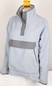 Pullover polar para mujer Carhartt 1/4 a presión ajuste relajado chaqueta polar azul - Imagen 1 de 5