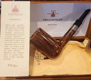 2020 CASTELLO TRADEMARK 53/60 "REGIMENTAL"NEW SMOKING PIPE W/BOX, SOCK & PAPERS! - Picture 1 of 22