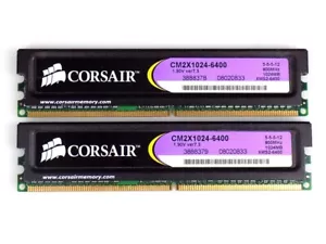 2 GB (2x1 GB) Corsair CM2X1024-6400 V7.3 DDR2-800Mhz PC2-6400U CL5 1,9 V RAM - Foto 1 di 1