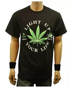 Weed Marijuana LIGHT UP YOUR LIFE Printed Graphic T-Shirt Fashion Urban Herren Tee - Bild 1 von 3