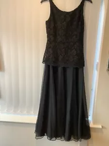 ladies 10 next black lace detail mock two piece floaty maxi dress - Picture 1 of 9