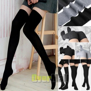 Girls Ladies Women Thigh High Over the Knee Socks Extra Long Cotton Stockings - Picture 1 of 23