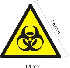 2 VYNIL STICKERS ISO 7010 "WARNING OF BIOLOGICAL HAZARD" SAFETY SIGNS SYMBOLS - Picture 1 of 1