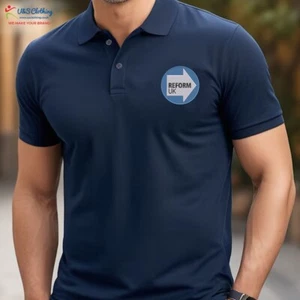 Camisa polo bordada con logotipo del Reino Unido reforma pecho izquierdo elecciones del Reino Unido 2025 hombres top informal - Imagen 1 de 17