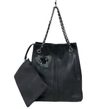 Chanel Camellia Motif Bucket Bag Black Silver Hardware Soft Caviar Skin Ladies S