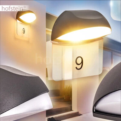 Design Außen Wand Lampen LED Hof Garten Terrassen Hausnummern Leuchte mit Schild - Bild 1 von 2