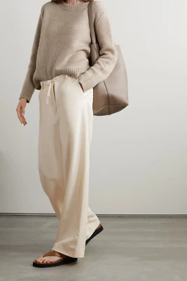 New $1290 The Row Dandy Silk & Linen-Blend Wide Leg Pants in Ivory sz 2/XS - Image 1 of 4