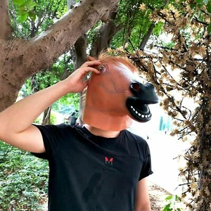 HORSE HEAD Cosplay MASK CREEPY HALLOWEEN COSTUME THEATER PROP NOVELTY - Picture 1 of 5