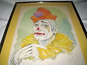 Acuarela Triste Payaso Firmado Fedorsky 70 Nueva Orleans Original 19.5/25 - Imagen 1 de 11