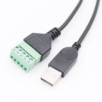1FT USB A Male to 5 Pin Screw Terminal Connector Plug with Shield Adapter Cable - Image 1 of 4