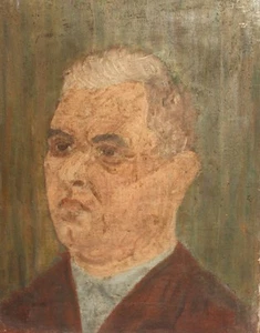 Pintura al óleo retrato hombre fauvista vintage firmada - Imagen 1 de 12
