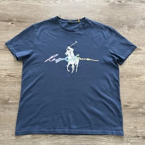 Polo Ralph Lauren Graphic Logo T Shirt Mens Medium Blue Short Sleeve - Picture 1 of 8