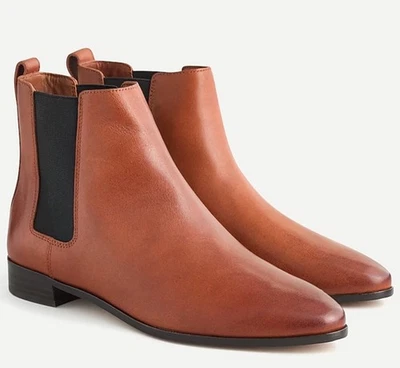 J CREW Shoes Women 8.5 Cognac Leather Chelsea Lexi Boot Ankle Bootie Pull On - Image 1 of 4