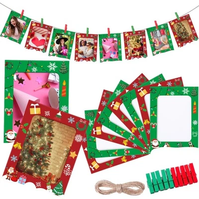 100 Pcs Christmas Paper Photo Frames 4x6 Red and Green Paper Picture Frame wi... - Image 1 of 4