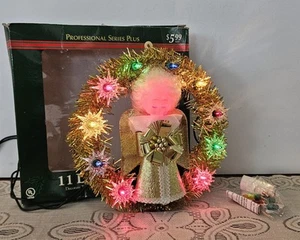 Vintage Glow Angel Tinsel Ghirlanda Albero di Natale Topper. Luci colorate oro e 11.  - Foto 1 di 11