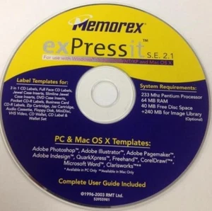 ExPressIt 2.1 PC MAC CD plantillas de etiquetas para medios joyeros insertos tarjetas etc. - Imagen 1 de 1