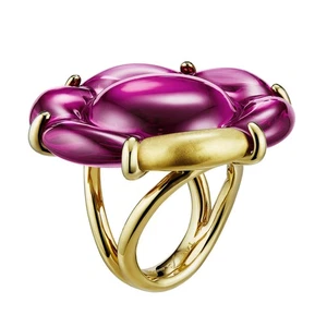 Baccarat B Flower 18k Gold Vermeil Sterling Silver Fuchsia Ring 2803643 - Picture 1 of 5