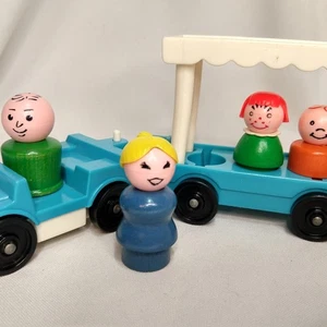 Fisher Price Little People Family & Circus Trolley Tractor & Tram Wood Bodies EX - Picture 1 of 6