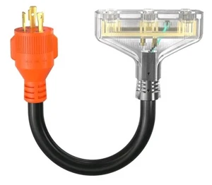 30 Amp to 110 Generator Adapter Cord,3 Prong 30 Amp to 15 Amp Adapter,NEMA L5 - Picture 1 of 8