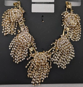 Kristall Halskette Pave Grob Kette Wasserfall Fransen Hänger Choker goldfarben - Bild 1 von 5