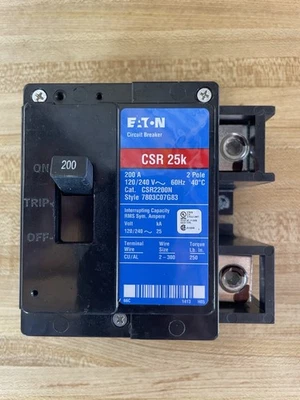 Eaton  CSR2200N Type CSR 200A 2P 120/240V 25KA Main Circuit Breaker. - Image 1 of 4
