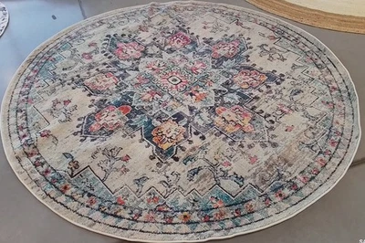 Кремовый/синий пятнистый ковер 8 футов 0 дюймов x 8 футов 0 дюймов, сниженная цена 1172778086 MAD473B-8R - Изображение 1 из 4