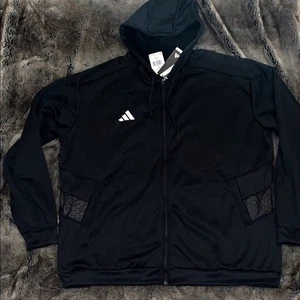 Adidas durchgehender Reißverschluss Jacke Hoodie Herren 3XLT schwarz HR5160 3XL groß neu mit Etikett $ 75 - Bild 1 von 10