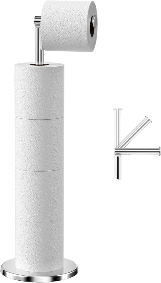Porta Carta Igienica Da Terra, Portarotolo Da Terra in Acciaio Inossidabile Con  - Immagine 1 di 4