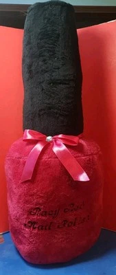 VINTAGE OPI RACY RED & BLACK  NAIL POLISH STUFFED ADVERTISING  BOTTLE 19" x 6"  - Image 1 of 4