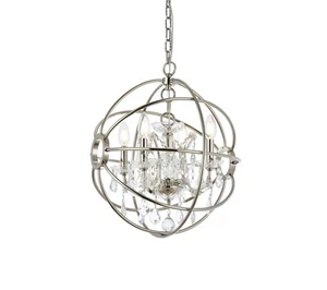 Elegant Lighting 1130D17/RC Geneva 4 Light 17"W Crystal Pendant - Nickel - Picture 1 of 12