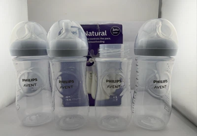 Philips Avent Natural 11 oz Garrafa Pk, 4 Garrafas, APENAS 3 Mamilos/Topos *LEIA MAIS* - Imagem 1 de 4