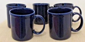LOT 5 Vintage Nice Navy Cobalt Blue Coffee Tea Mugs by Gibson Made in Thailand - Picture 1 of 9