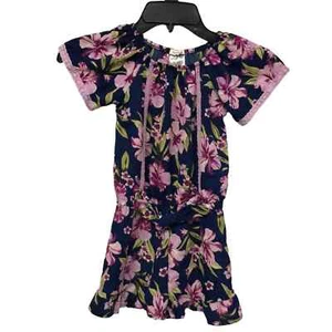 Forever Me hibiscus tropical print romper shorts little girl size 5 - Picture 1 of 5