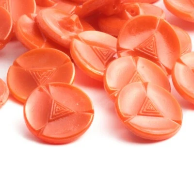 Lot (24) Vintage Deco 1930's Czech round geometric orange glass buttons 18mm - Image 1 of 3